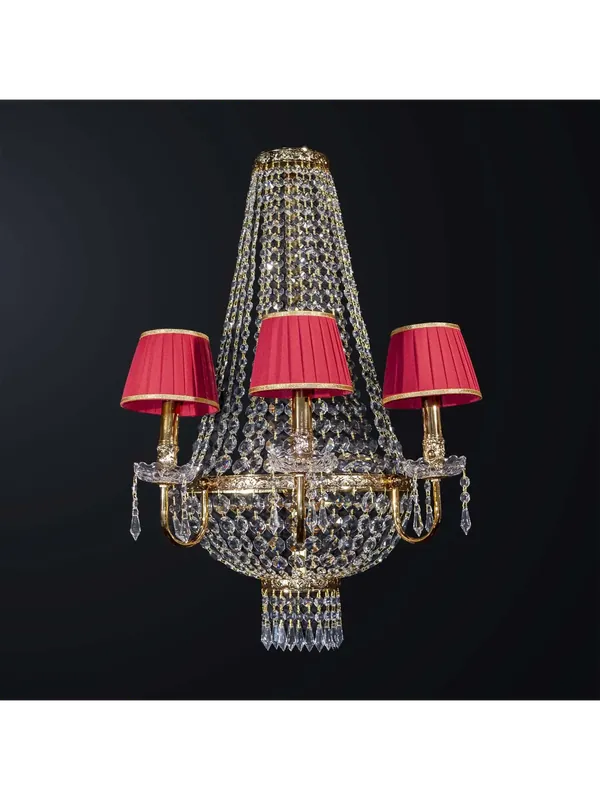 Subito Disponibile Applique classico in ottone oro e cristallo a 3 luci BGA 3556-a3