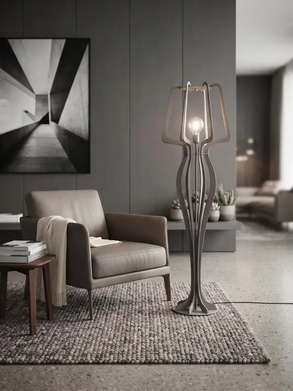 Lampada da terra moderna in metallo design tortora a 1 luce BGA 3537-pt Pagamento Sicuro