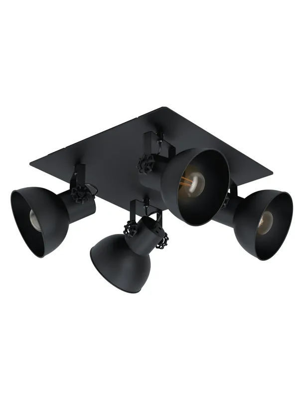 Prezzo Scontato Plafoniera faretto spot moderno in metallo nero a 4 luci GL1800