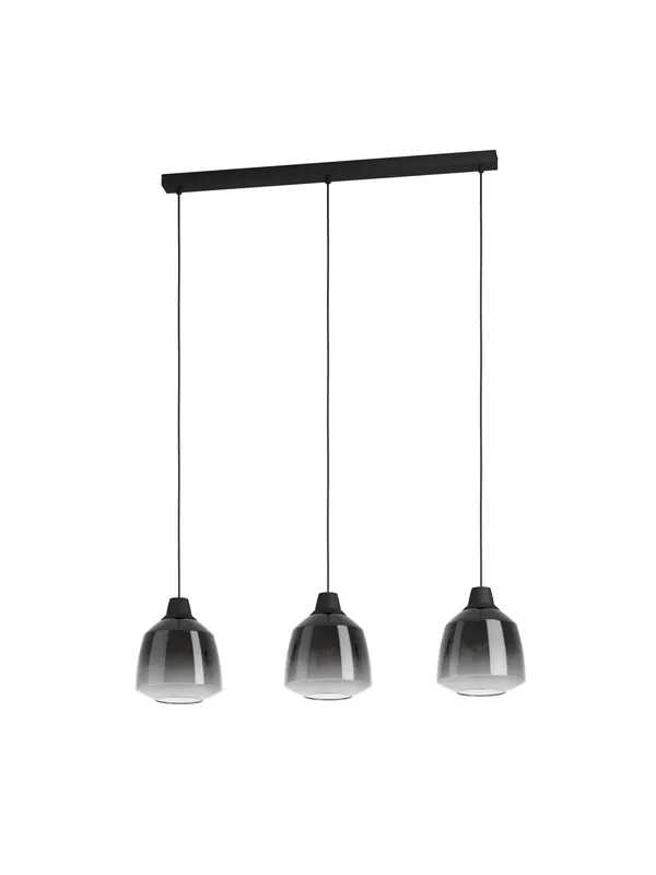 Lampadario a sospensione moderno in vetro fumè a 3 luci GL1796 Spedito Oggi