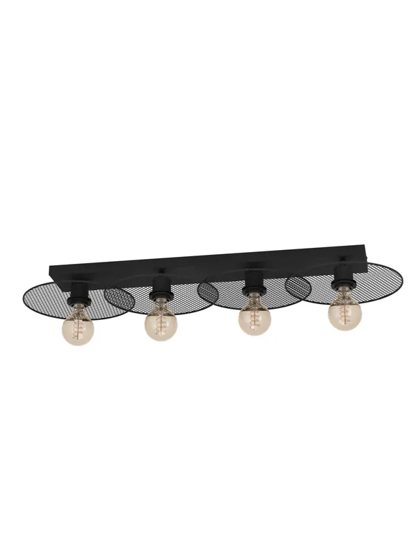 Promozione Plafoniera moderna vintage in metallo nero a 4 luci GL1793