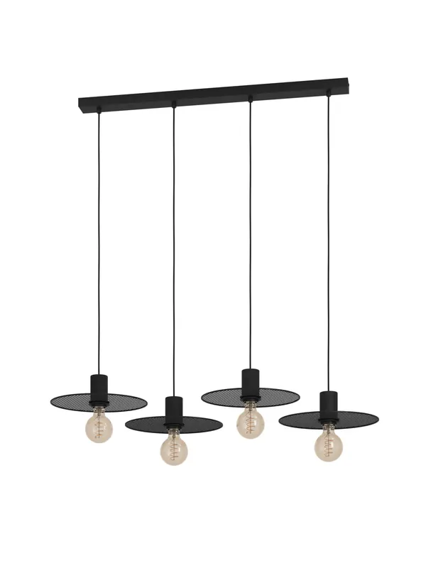 Lampadario moderno vintage in metallo nero a 4 luci GL1792 Offerta Lampo