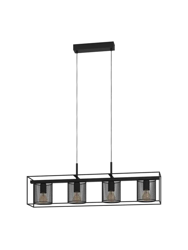 Lampadario moderno vintage in metallo design nero a 4 luci GL1788 Pagamento Sicuro