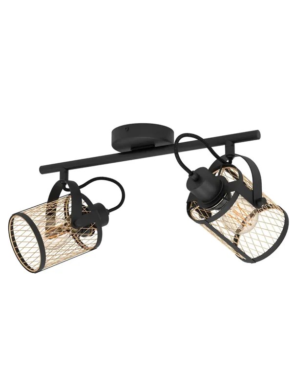 Plafoniera moderna con faretti in metallo design nero e oro 2 luci GL1783 Pagamento Sicuro
