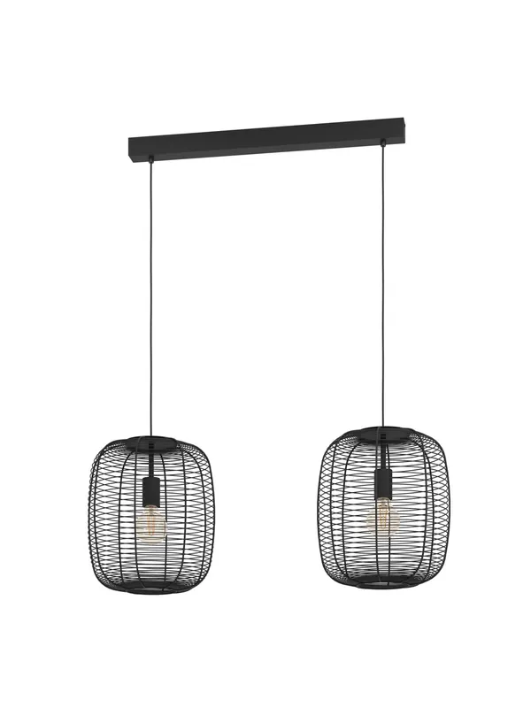 Lampadario a sospensione moderno in metallo design nero a 2 luci GL1773 Reso Gratuito