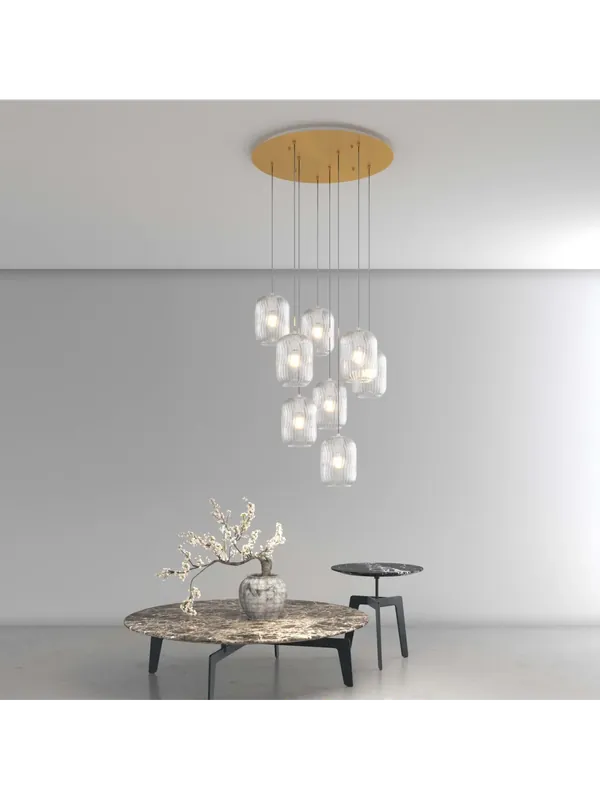 Pagamento Sicuro Lampadario a sospensione moderno oro con vetri a 8 luci tpl 0971