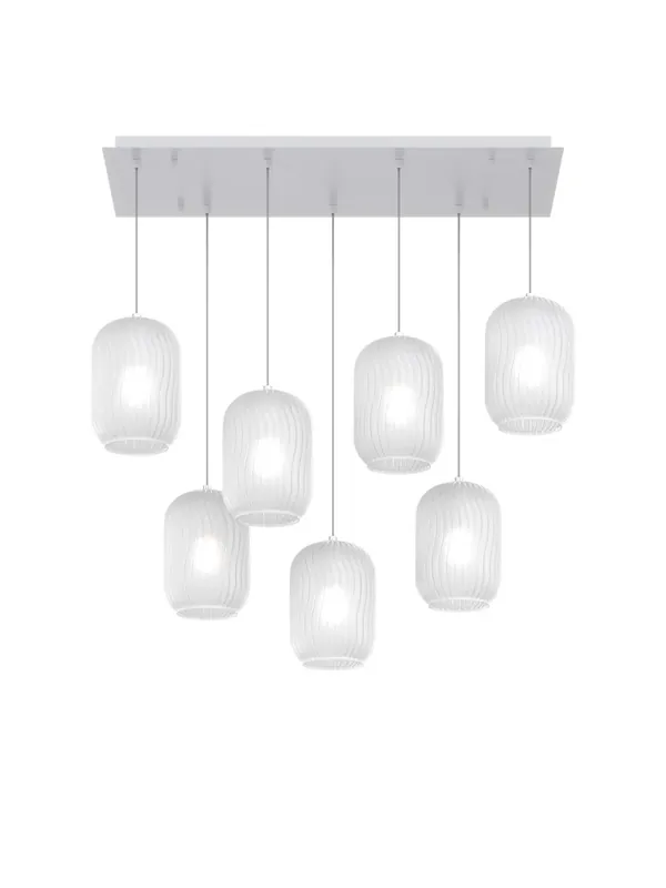 Nuova Collezione Lampadario a sospensione moderno con vetri bianchi a 7 luci tpl 0964