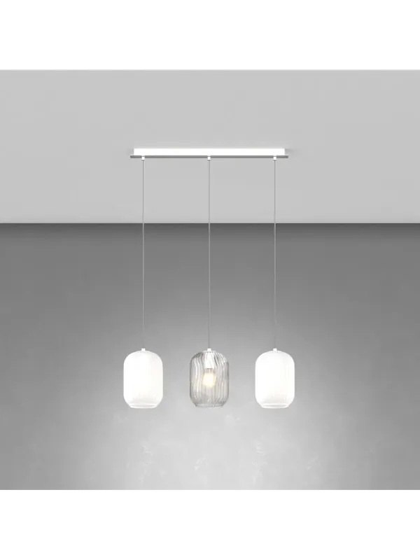 Lampadario a sospensione moderno con vetri a 3 luci tpl 0963 Reso Gratuito