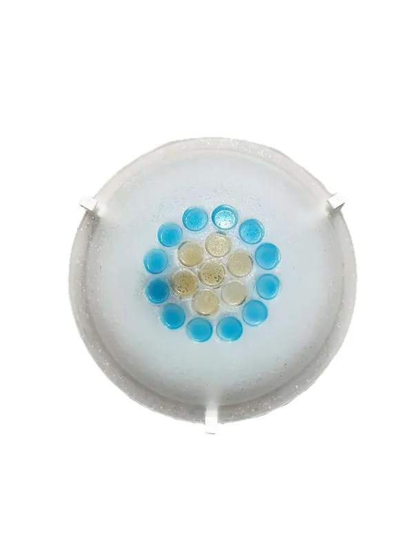 Plafoniera classica in vetro d.30cm blu e ambra a 1 luce coll. bottone Offerta Del Giorno