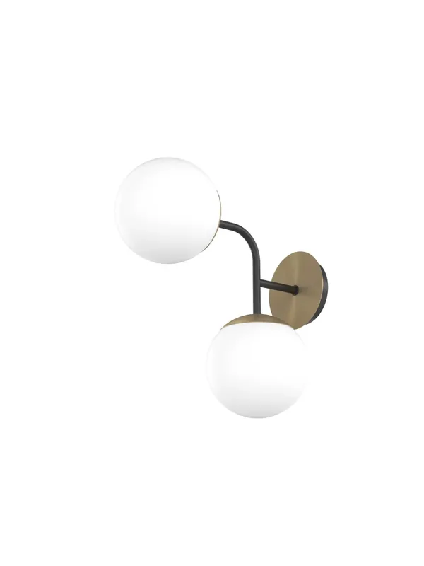 Offerta Speciale Applique moderno nero e ottone con sfere in vetro a 2 luci tpl 0998