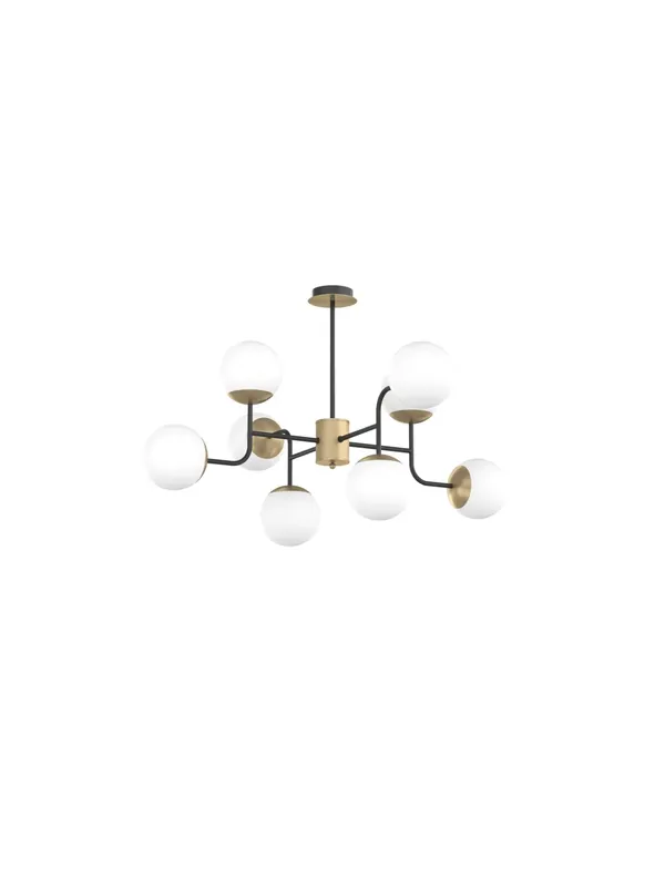 Occasione Lampadario moderno nero e ottone con sfere in vetro 8 luci tpl 0995