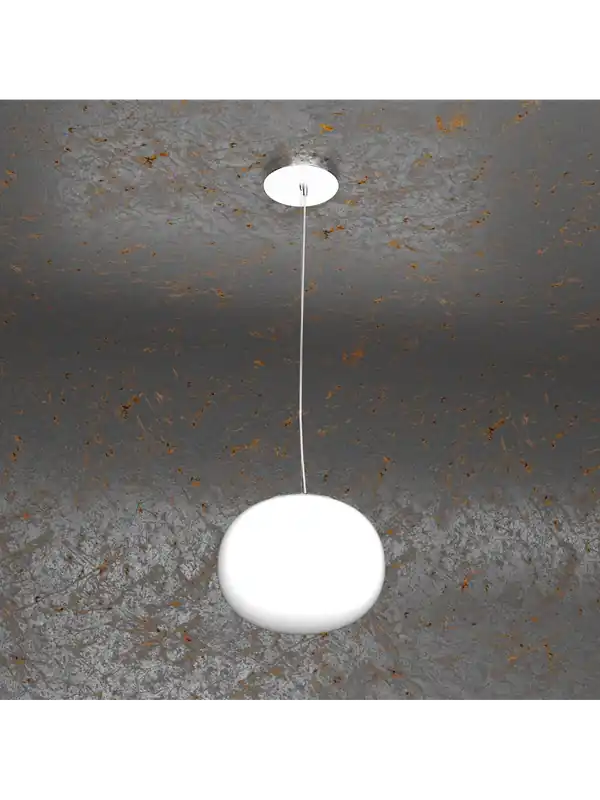 Lampadario a sospensione moderno in vetro a sfera bianco d.18cm 1 luce tpl 0993 Offerta Speciale