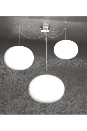 Acquista Ora Lampadario a sospensione moderno in vetro bianco con sfere a 3 luci tpl 0991