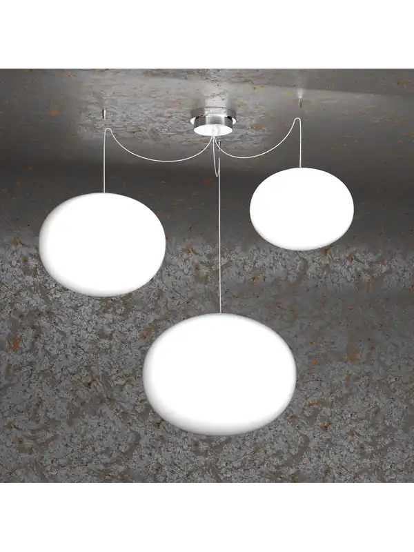 Acquista Ora Lampadario a sospensione moderno in vetro bianco con sfere a 3 luci tpl 0991
