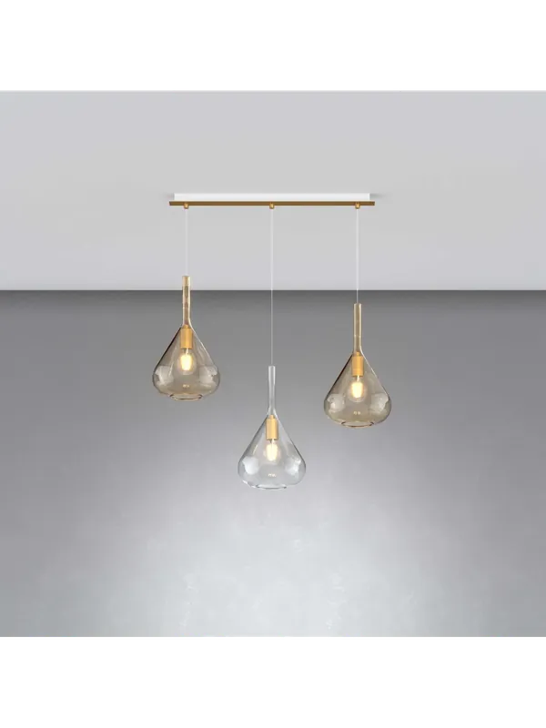 Offerta Lampadario moderno a sospensione con vetri soffiati a 3 luci tpl 0953