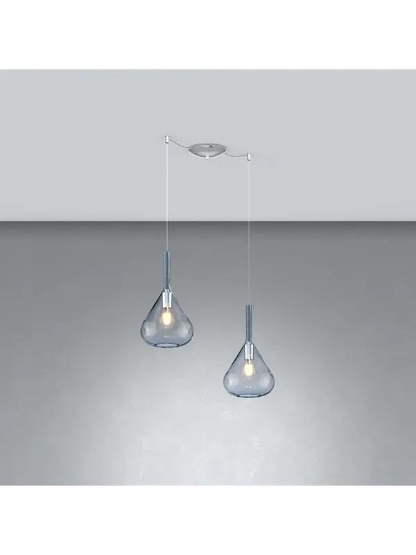 Lampadario moderno a sospensione con vetri soffiati a 2 luci tpl 0950 Soddisfatti O Rimborsati