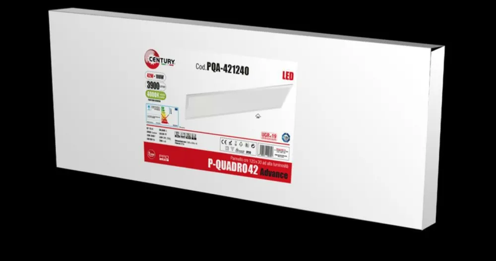 CENTURY PANNELLO LED P-QUADRO 42W LUCE NATURALE 4000°K 120X30 PQ-421240 PQA-421240 Saldi
