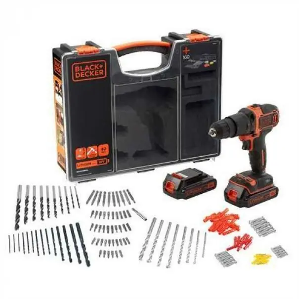 Non Perdere BLACK & DECKER TRAPANO/AVVITATORE A PERCUSSIONE 18V A LITIO IN VALIGETTA PREMIUM CON DOPPIA BATTERIA BDCHD18BOA-QW