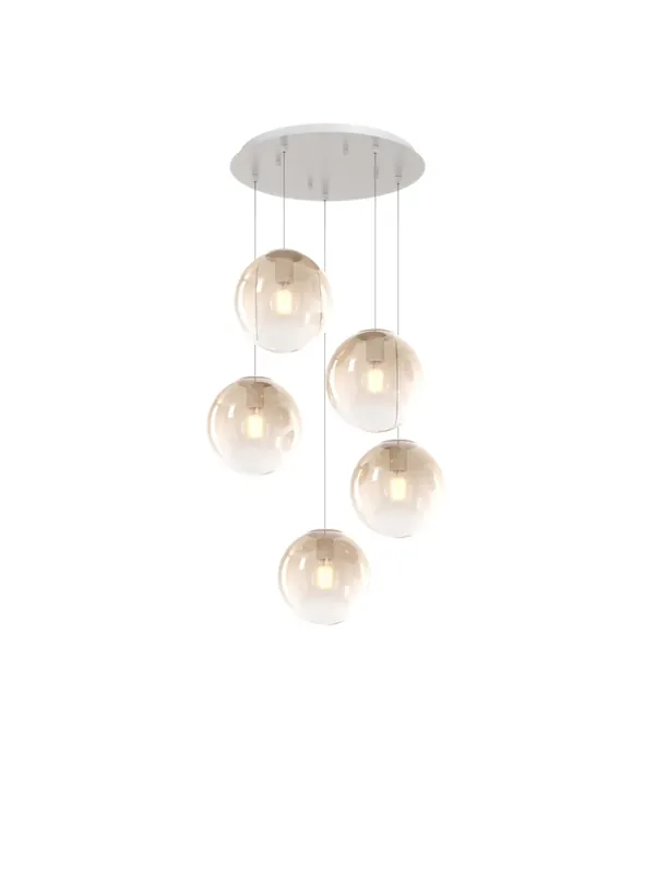Esclusivo Lampadario a sospensione moderno sfere in vetro soffiato a 5 luci tpl 0934