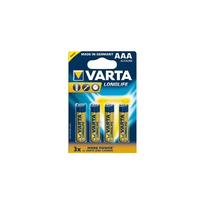 varta ministilo alcalina aaa longlife extra x4 1,5v VARTA 4103101414 Ultime Pezzi