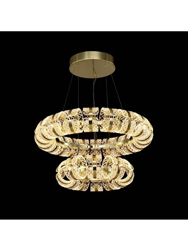 Occasione Imperdibile Lampadario a led classico design oro acrilico due cerchi illuminati Retrò