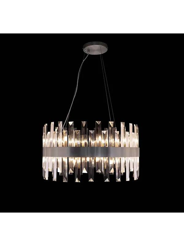 Prezzo Conveniente Lampadario moderno nickel con cristalli a 14 luci illuminati Zenna