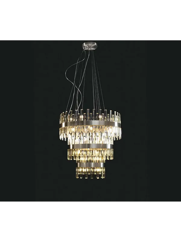 Lampadario moderno nickel con cristalli a 42 luci illuminati Zenna Ultimissimo Modello