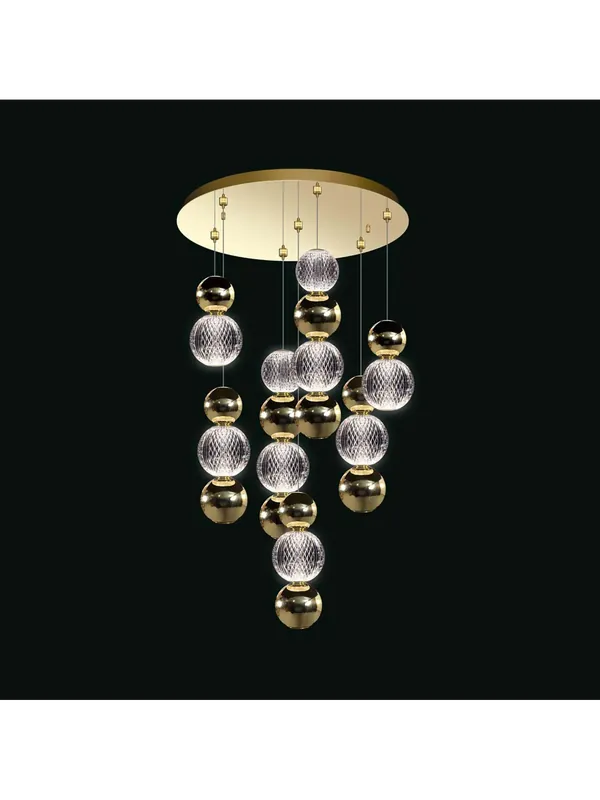 Lampadario a led moderno con sfere oro 7 luci illuminati Brillante Prezzo Di Fabbrica
