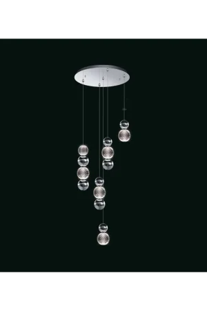 Lampadario a led moderno con sfere cromo 5 luci illuminati Brillante Spedizione Espresso