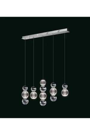 Esclusivo Lampadario moderno led con sfere cromo 5 luci illuminati Brillante