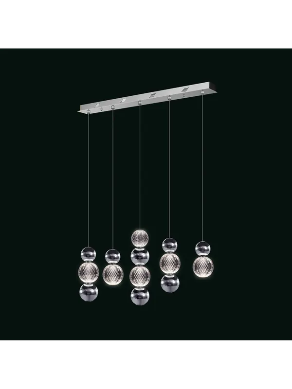Esclusivo Lampadario moderno led con sfere cromo 5 luci illuminati Brillante