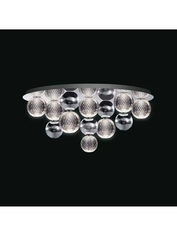 Plafoniera moderna a led con sfere cromo illuminati Brillante Promo Stagionale