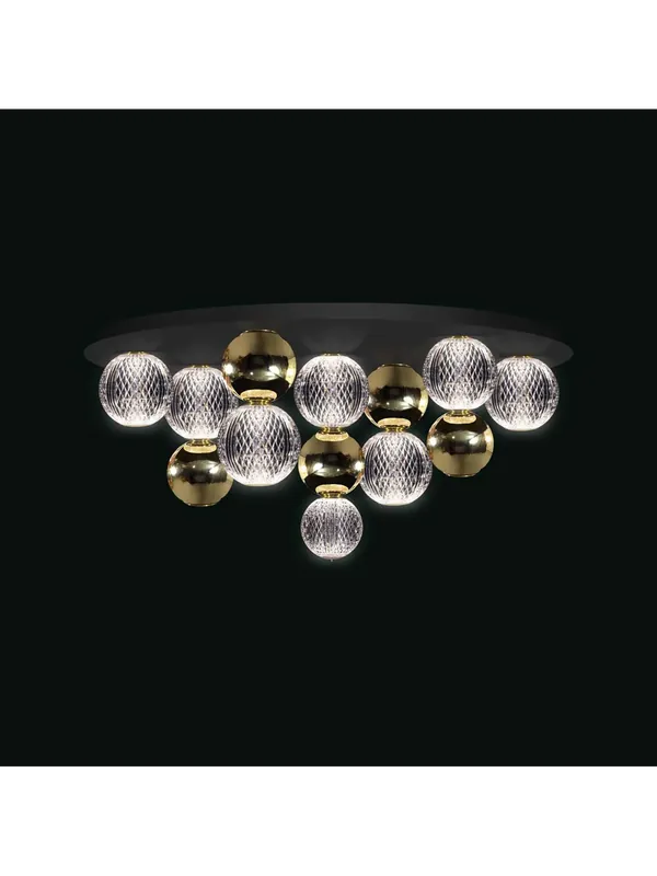 Occasione Imperdibile Plafoniera moderna a led nera con sfere oro illuminati Brillante