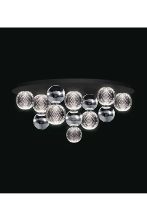 A Buon Prezzo Plafoniera moderna a led nera con sfere cromo illuminati Brillante