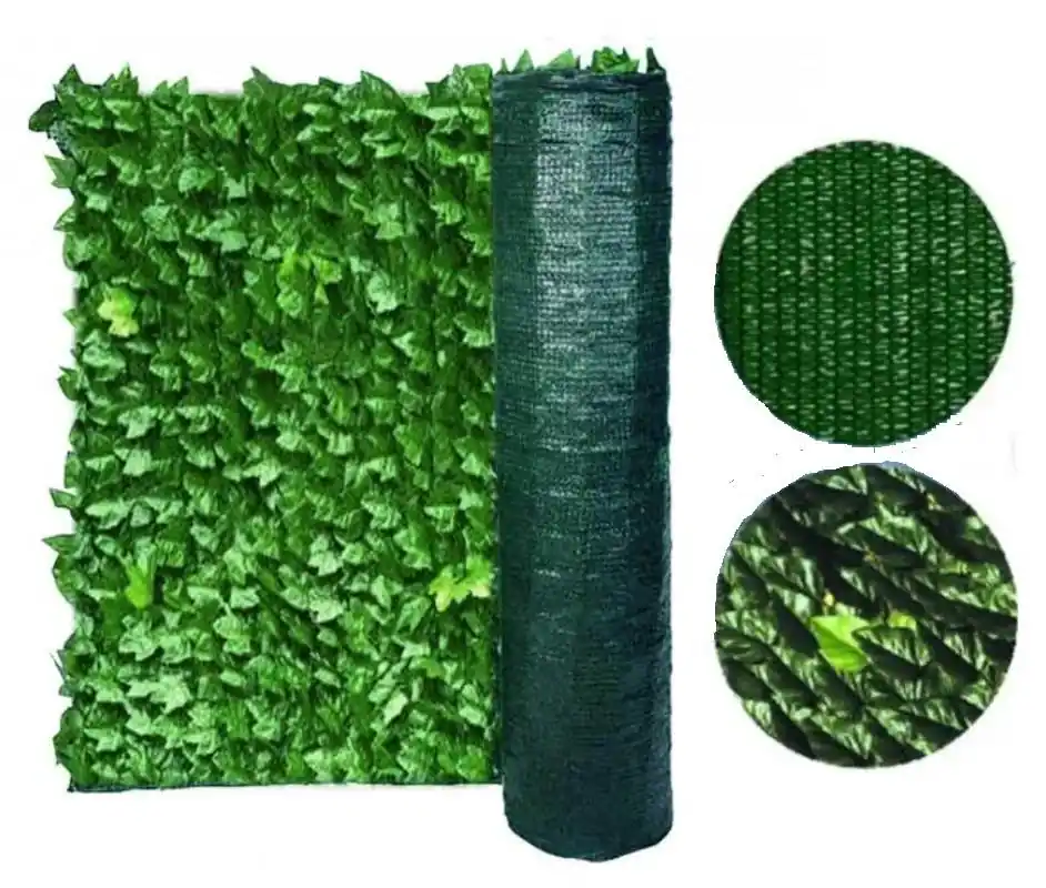 Siepe sempreverde decorativa finta artificiale con rete ombreggiante foglia EDERA sintetica mt 3x1,5 Direttamente Dal Produttore