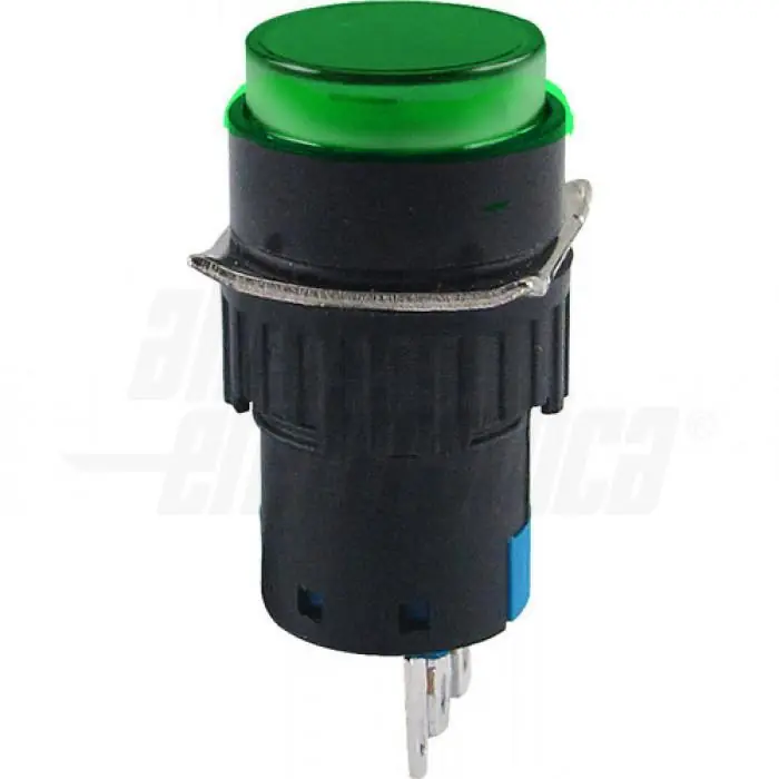 Pulsante momentaneo Alpha Elettronica 1P 3A verde - 330-070-4 Consegna Rapida