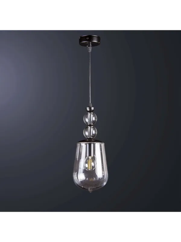 Lampadario a sospensione vintage in metallo nero e cristallo 1 luce BGA 3536-s1 Ultimissimo Modello