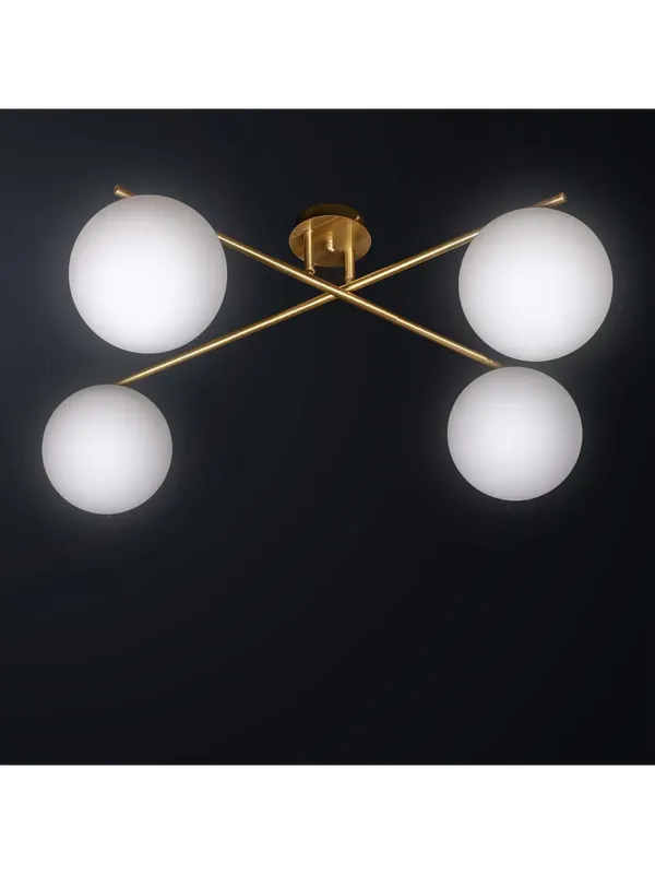 Plafoniera classica oro spazzolato con sfere in vetro 4 luci BGA 3528-pl4 Offerta Speciale