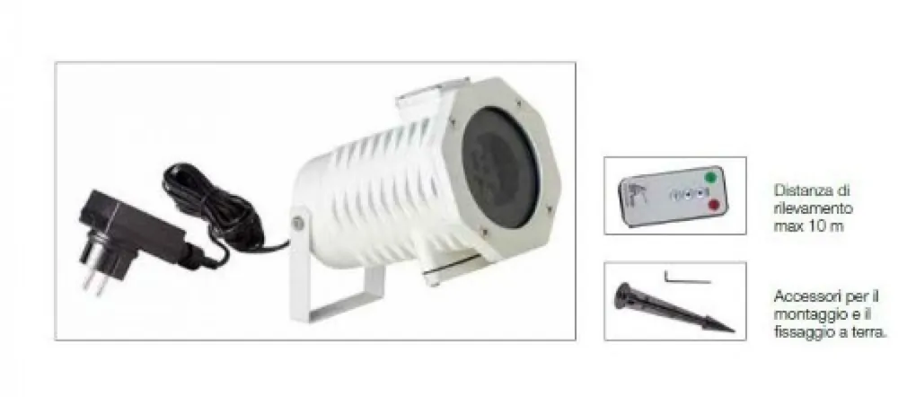 Novità NEW LAMPS PROIETTORE LED 12V 12W 5 CRISTALLI / STELLE CON TELECOMANDO IR COLORE BIANCO USO INTERNO/ESTERNO 60-201