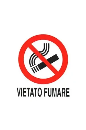 Prezzo Ridotto ocmei cartello di divieto con disegno e scritta vietato fumare 330x 350mm OCM6CR559 B