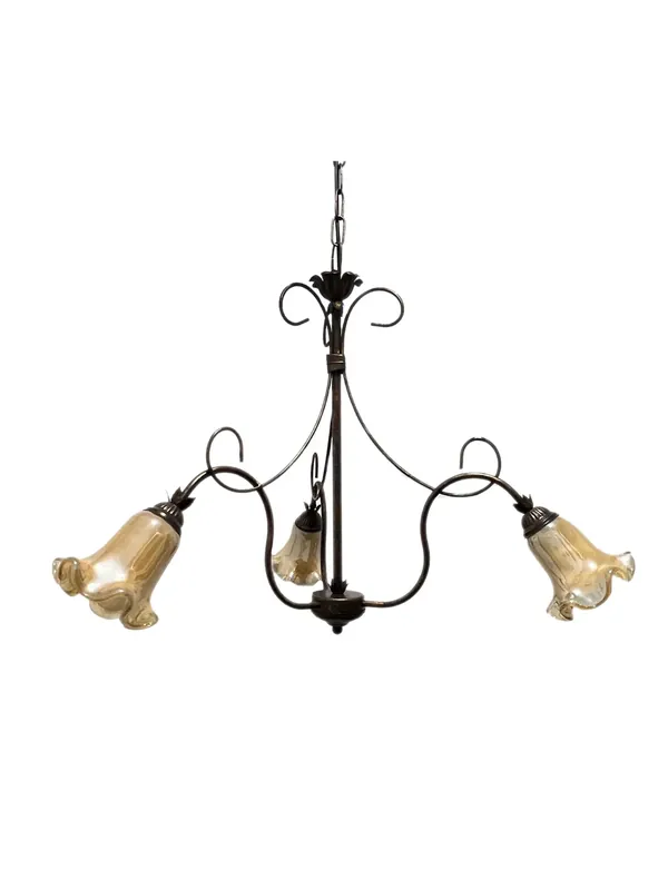 Must-Have Lampadario classico in ferro battuto a 3 luci coll. Susy