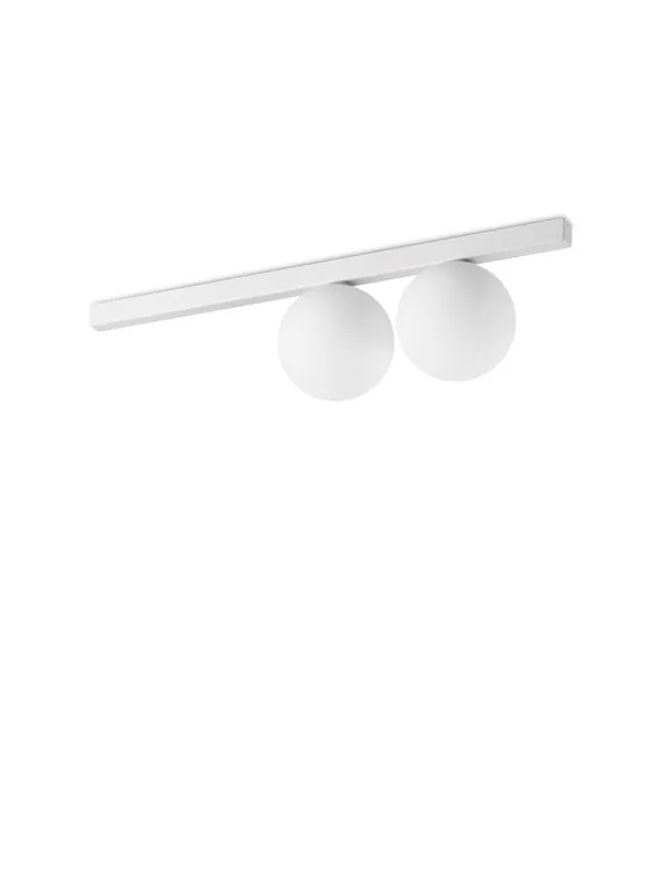 Plafoniera moderna binario bianco con sfere in vetro bianco 2 luci DL1902 Più Venduto