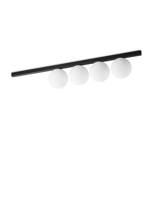 A Buon Prezzo Plafoniera moderna binario nero con sfere in vetro bianco 4 luci DL1898