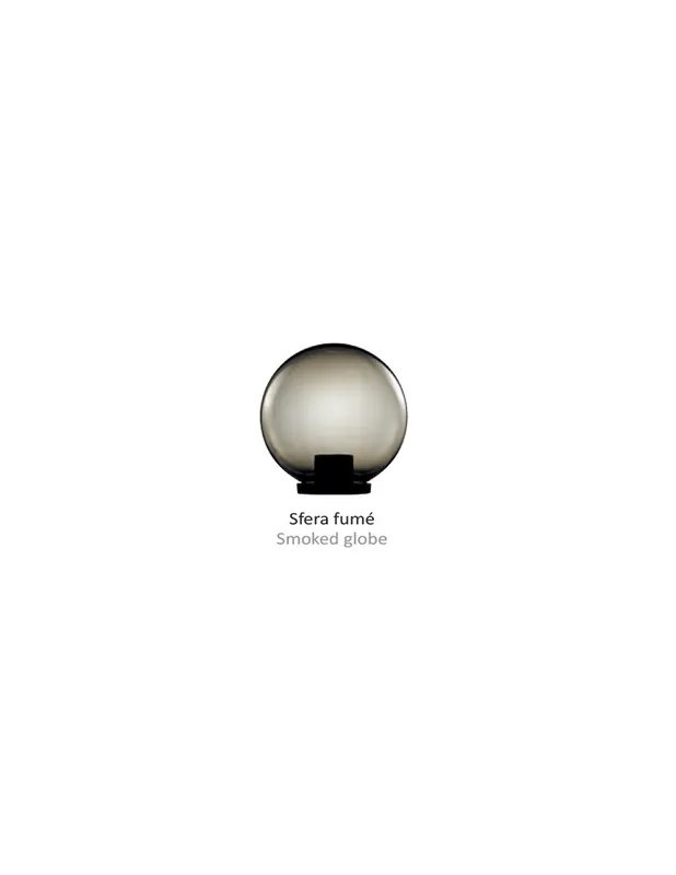 Lampione sfera fume d300 c/adat e27 base nero illuminazione Esclusivo