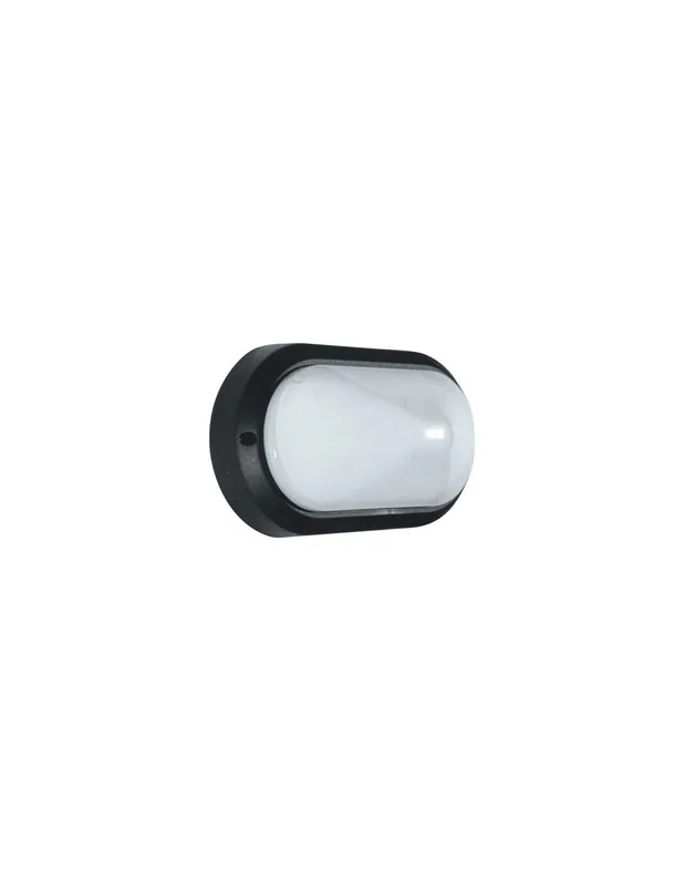 Plafoniera esterno policarbonato forma ovale e27 nero 150tner Popolare