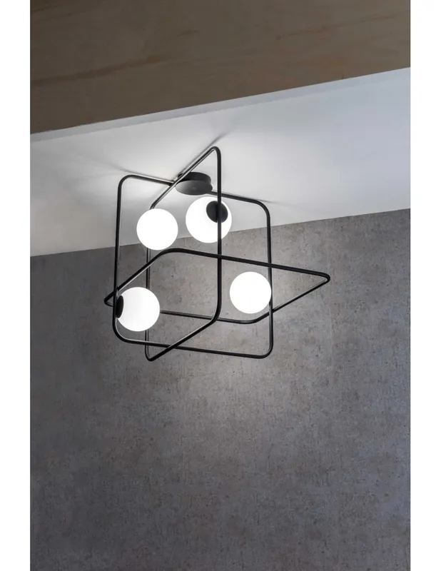 Offerta Speciale Marchetti Intrigo Q plafoniera design quadrata nero oro bianco