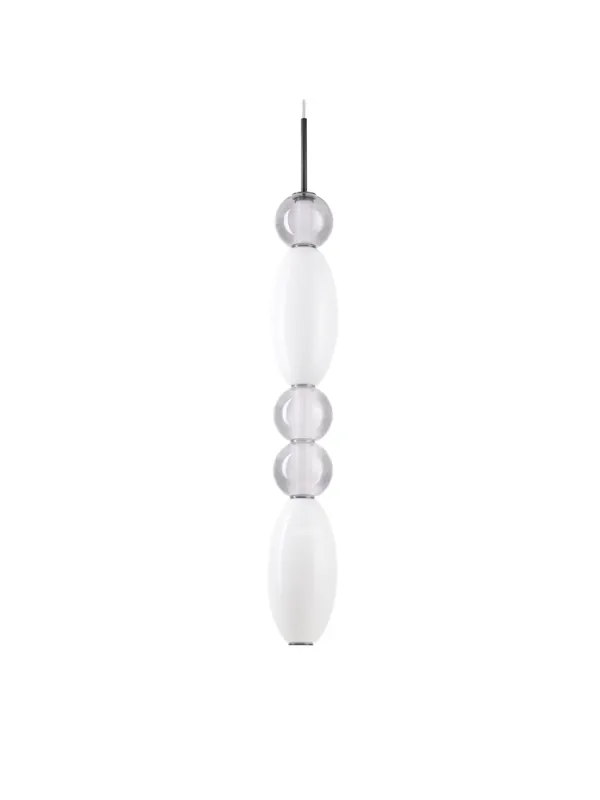 Lampadario moderno a led in vetro soffiato bianco e grigio DL1855 Soddisfatti O Rimborsati