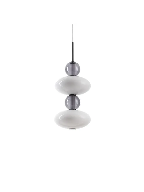 Lampadario moderno a led in vetro soffiato bianco e grigio DL1854 Compra Adesso