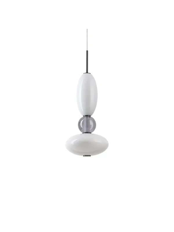 Prezzo Conveniente Lampadario moderno a led in vetro soffiato bianco e grigio DL1853