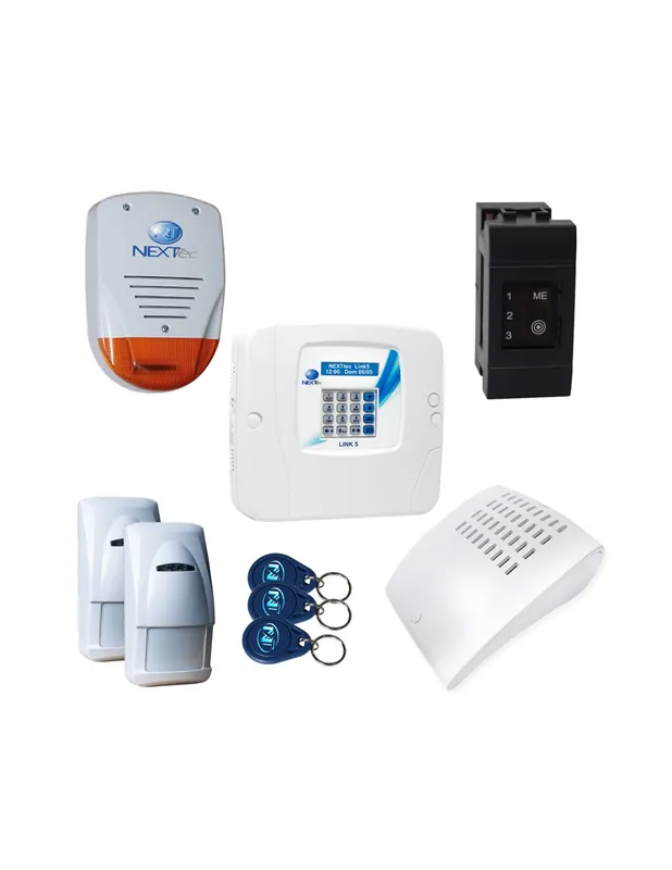 Solo Oggi Nexttec KIT LINK 80 EVO Sistema di Sicurezza GSM con Sirene Esterna e Interna, Rilevatori e Controllo Remoto